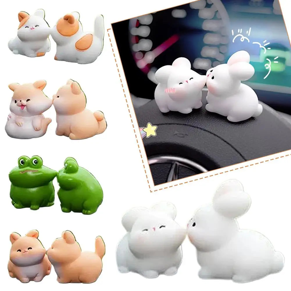 Cartoon Kiss Face Rabbit Kitten Doll Ornaments Funny Resin Ducks