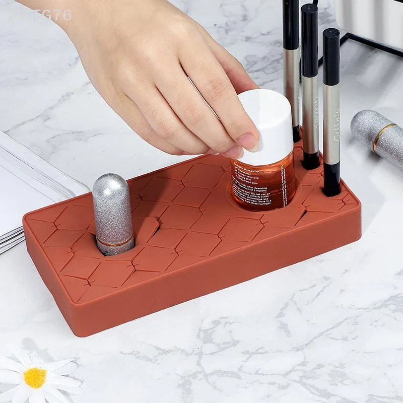 Silicone Lipstick & Makeup Organizer Desktop Storage Rack