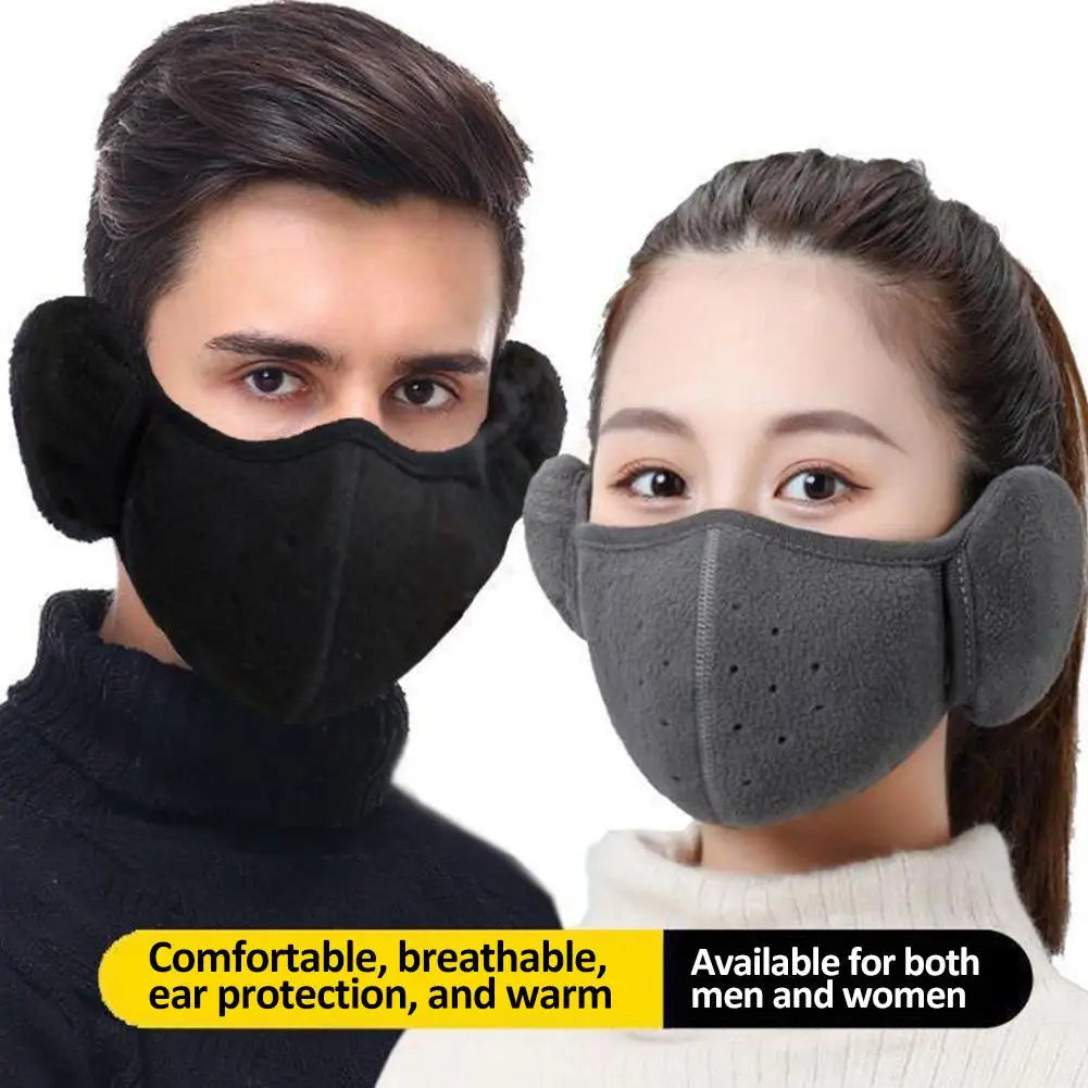 2-Pack Winter Fleece Earmuffs & Windproof Face Cover Unisex