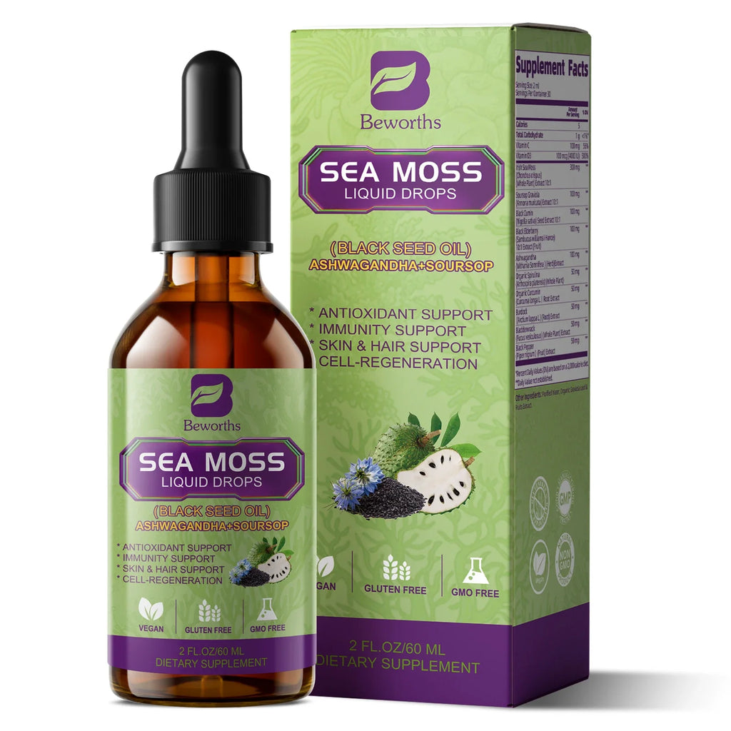 Beworths Sea Moss Drops – Immunity, Gut & Kidney Health 60ml