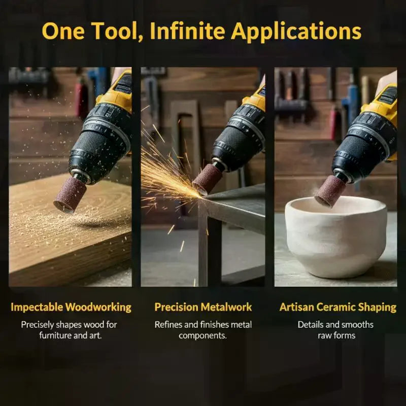 3-Piece Drill Sanding Attachment – PLA Metal & Wood Finishing