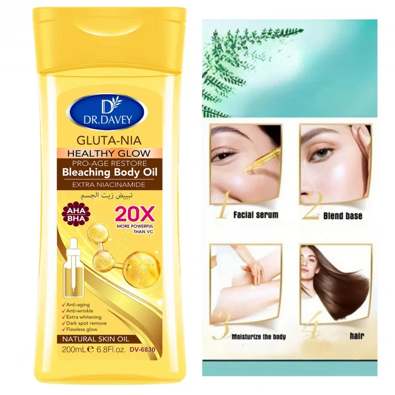 DR DAVEY GLUTA NIA Body Oil Skin Care Moisturizes Nourishes Large