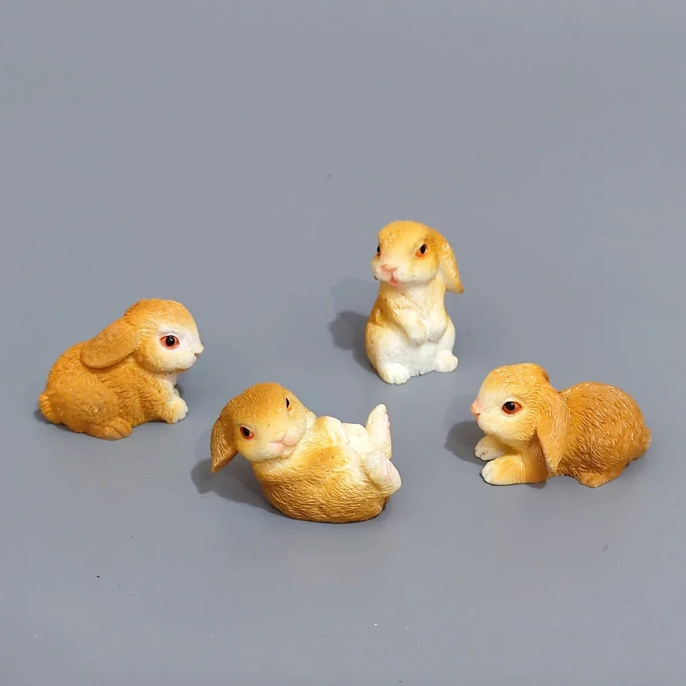 White Hare Dollhouse Ornament Easter Decoration Resin Bunny Statue