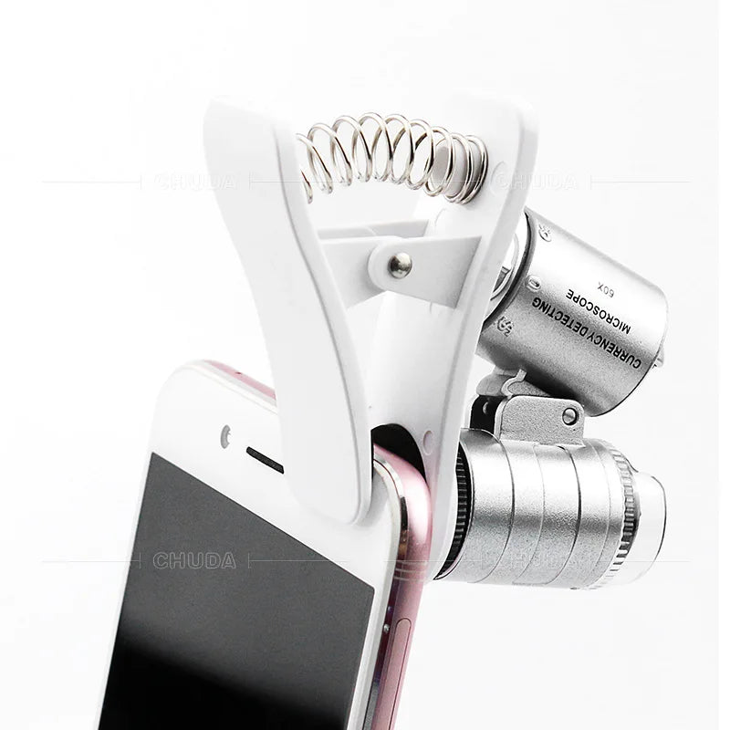 60X Clip-On Phone Microscope Magnifier for Coins & Currency