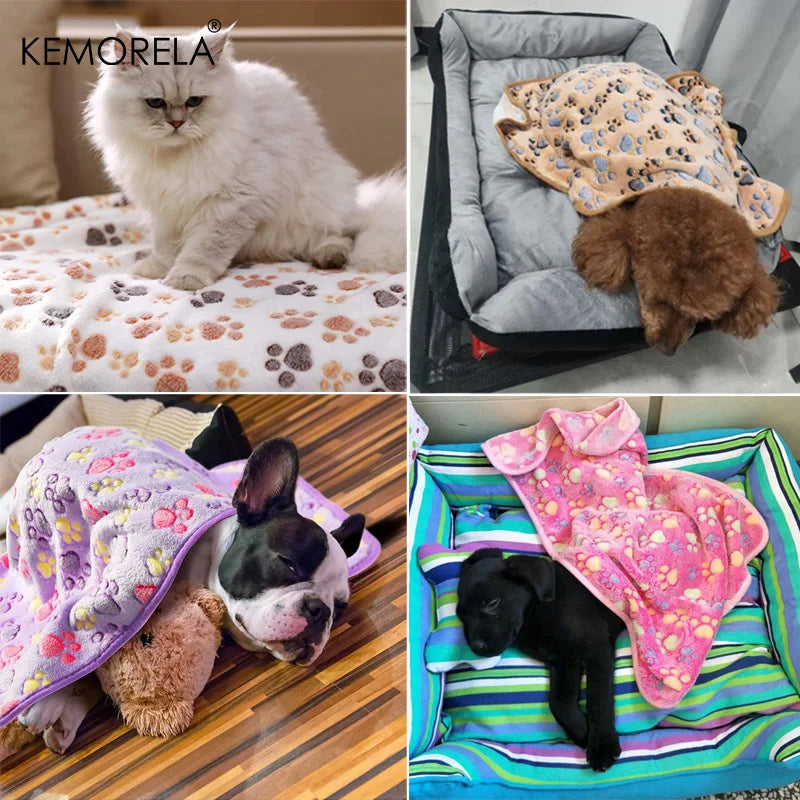 Soft Fluffy Pet Blanket – Paws & Elephant Pattern | Cats & Dogs