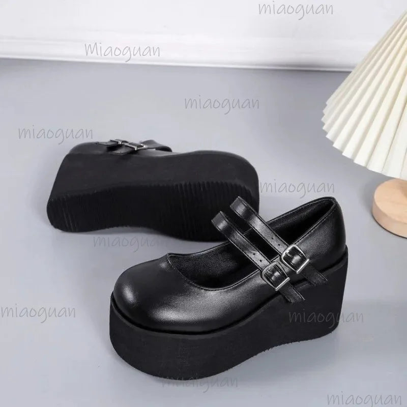 Women's Lolita Mary Jane Wedge Pumps | Gothic Punk High Heels