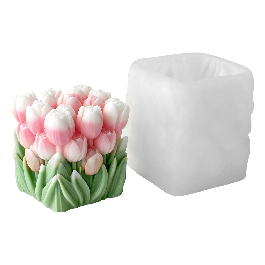 3D Tulip Flower Silicone Mold Bouquet Candle DIY Aromatherapy Soap