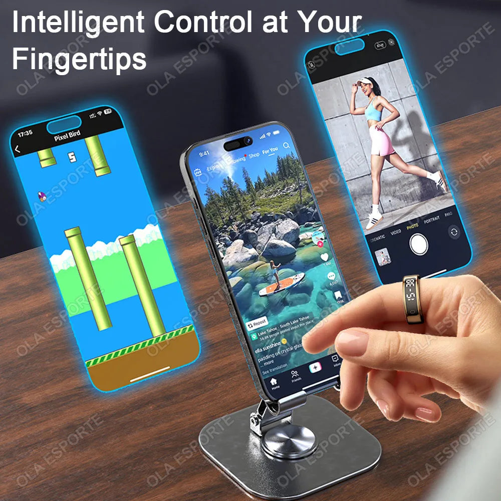 Fashion Smart Ring Display Screen Touch Wireless Charging Health