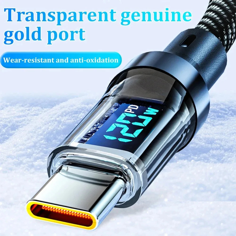120W USB-C to USB-C Fast Charging Cable with LED Display