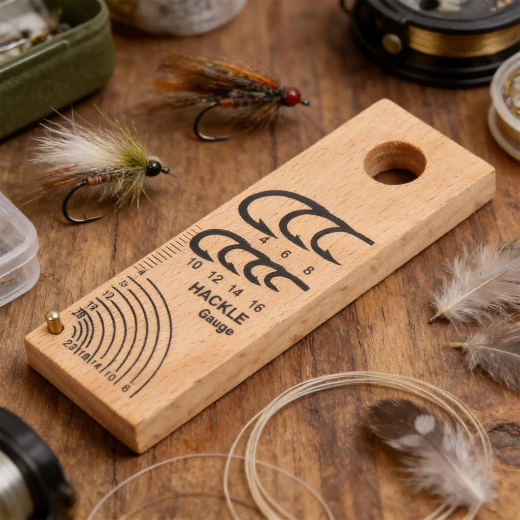 Wooden Fly Hook Size Chart & Tying Gauge | Precise Measuring Tool