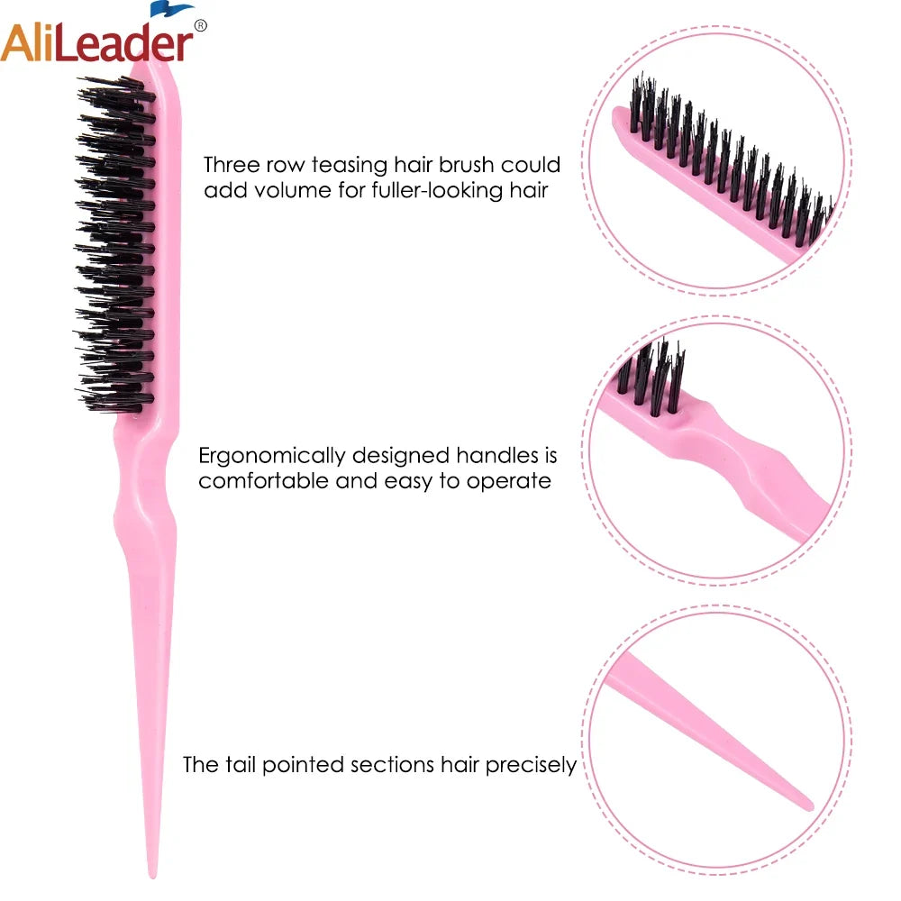 Double-Sided Edge Hair Brush & Teasing Rat Tail Comb Tool