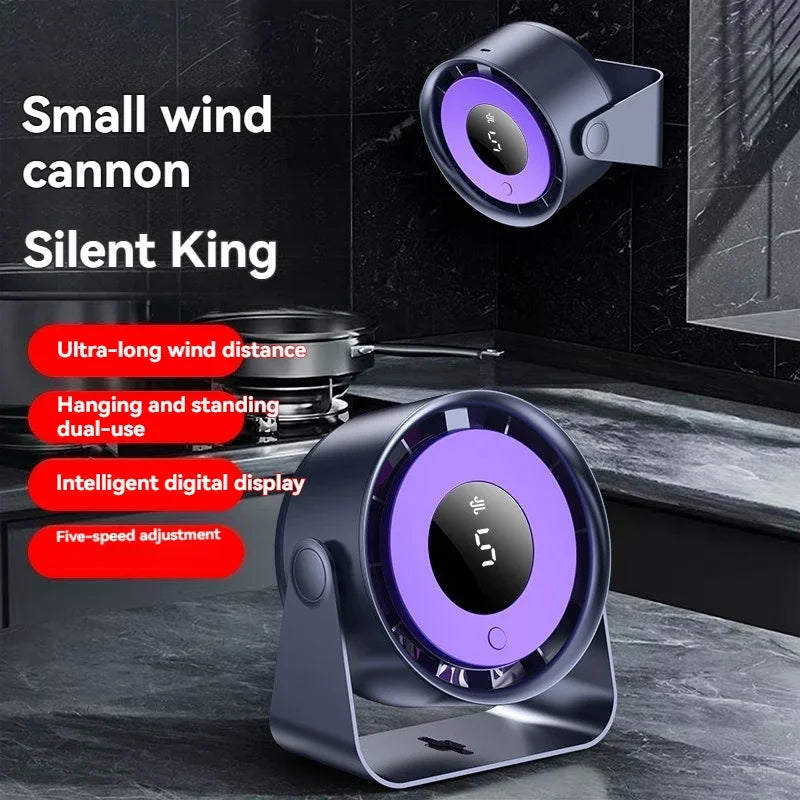 URGGU 5-Speed USB Rechargeable Desktop & Wall Fan | Digital Display