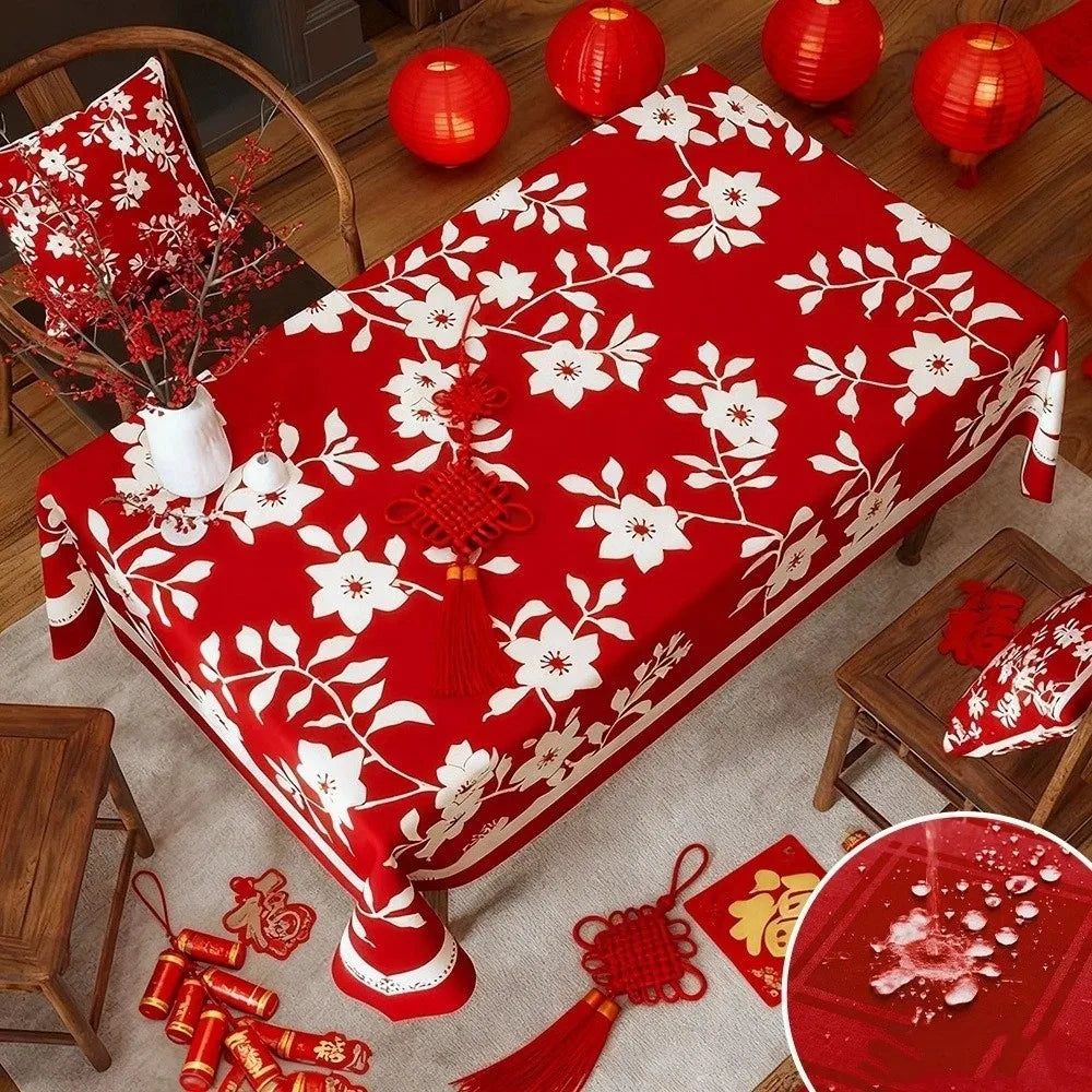 Waterproof Year Tablecloth Stain Resistant Washable Table Cover
