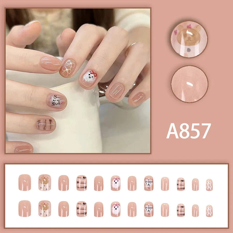 24-Pack Kids Press On Nails – Cute Removable Fake Nail Tips