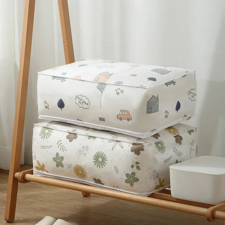 Peva Printed Waterproof Dust-proof Quilt Storage Bag Collapsible Easy