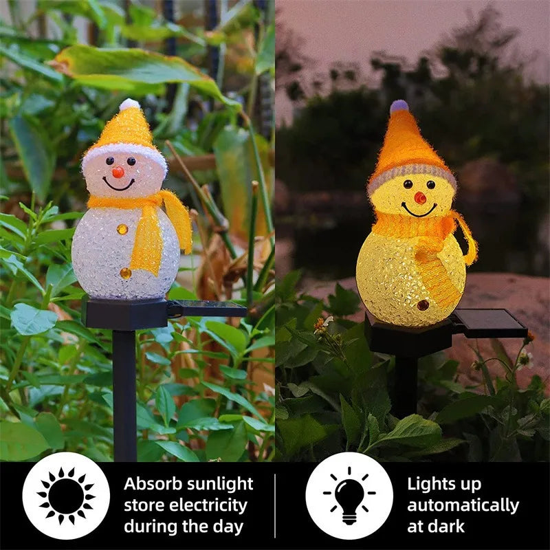 Solar Christmas Snowman Ground Insert Lawn Light Outdoor Festival