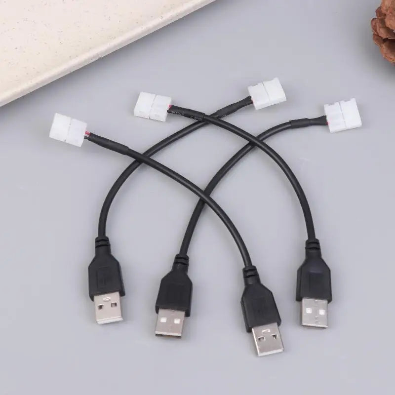 USB Cable Connector 2pin 8 Welding LED Strip Ribbon Light Adaptor DIY