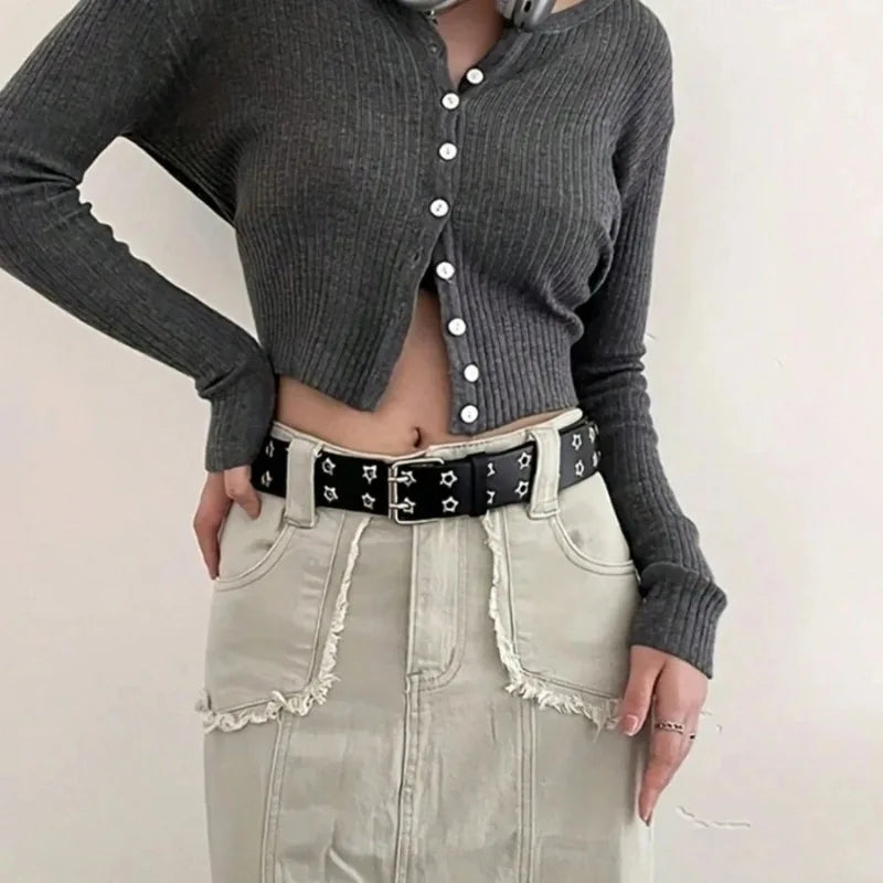 Women's Punk Star Hollow-Out PU Fashion Belt – Gothic Style