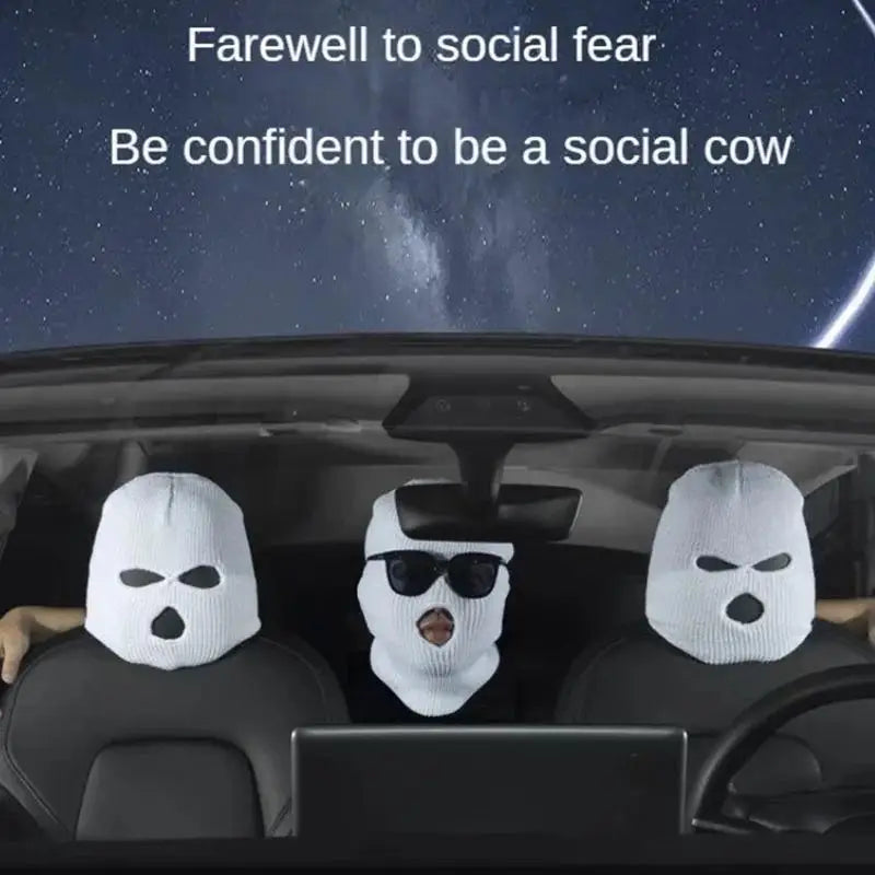 Funny Car Seat Headrest Cover | Ski Mask Style Decoration
