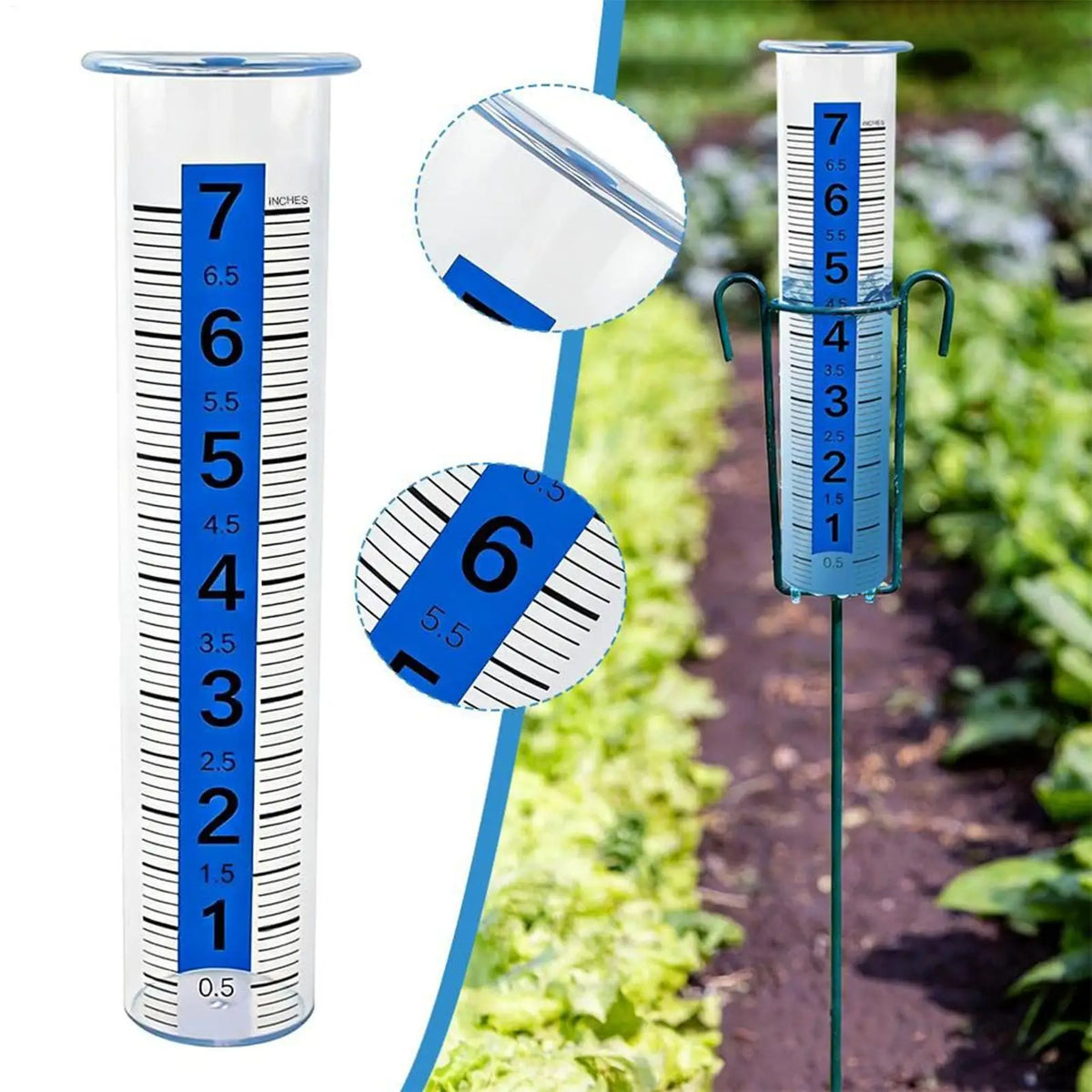 8-Inch Outdoor Rain Gauge – Glow in the Dark, Easy Read