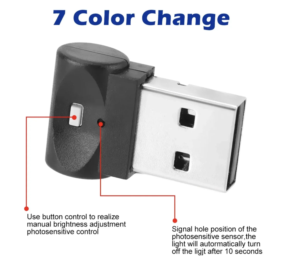 Mini USB LED Car Light Auto Interior Atmosphere Emergency Lighting