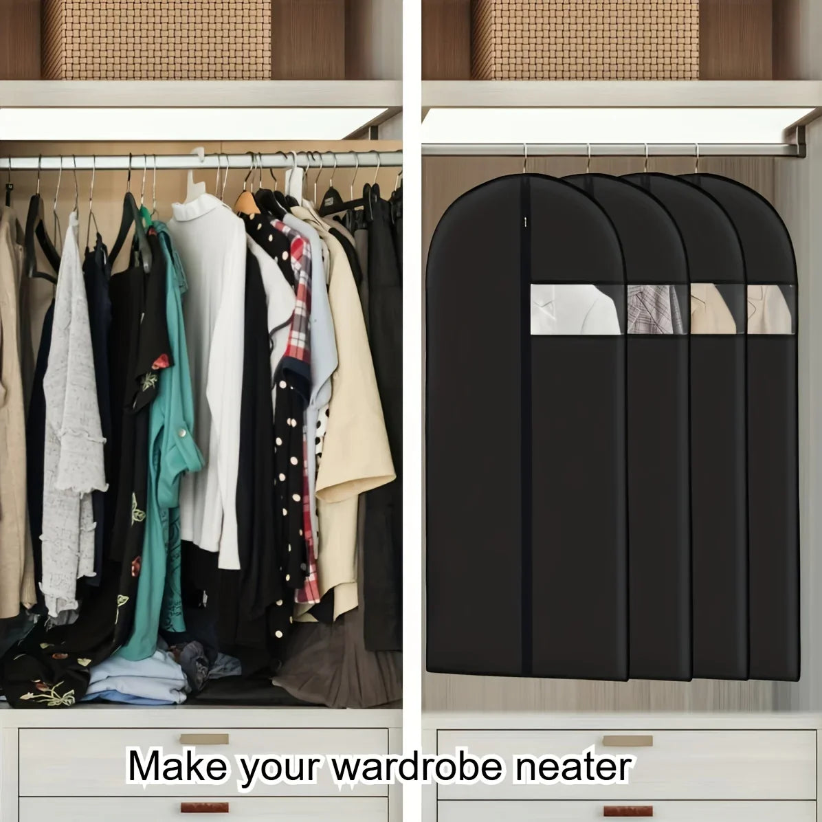Dust-proof Garment Bags Zippered Hanging Clothing Organizer