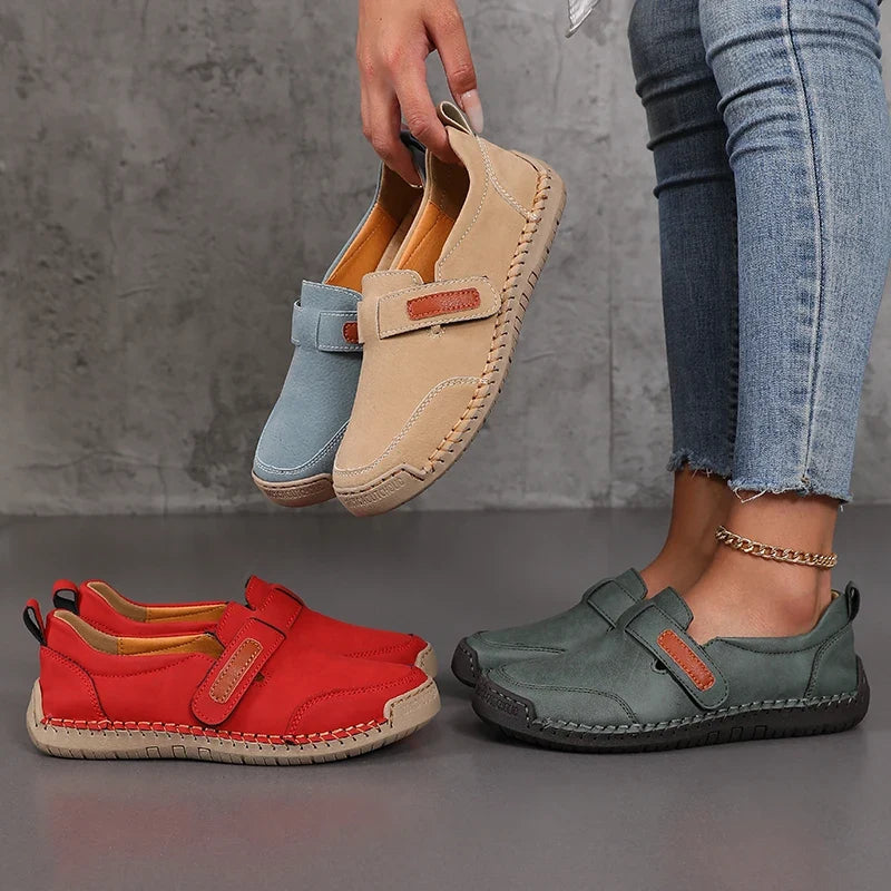 Women's Slip-On Loafers – Casual Leather Moccasin Walking Shoes