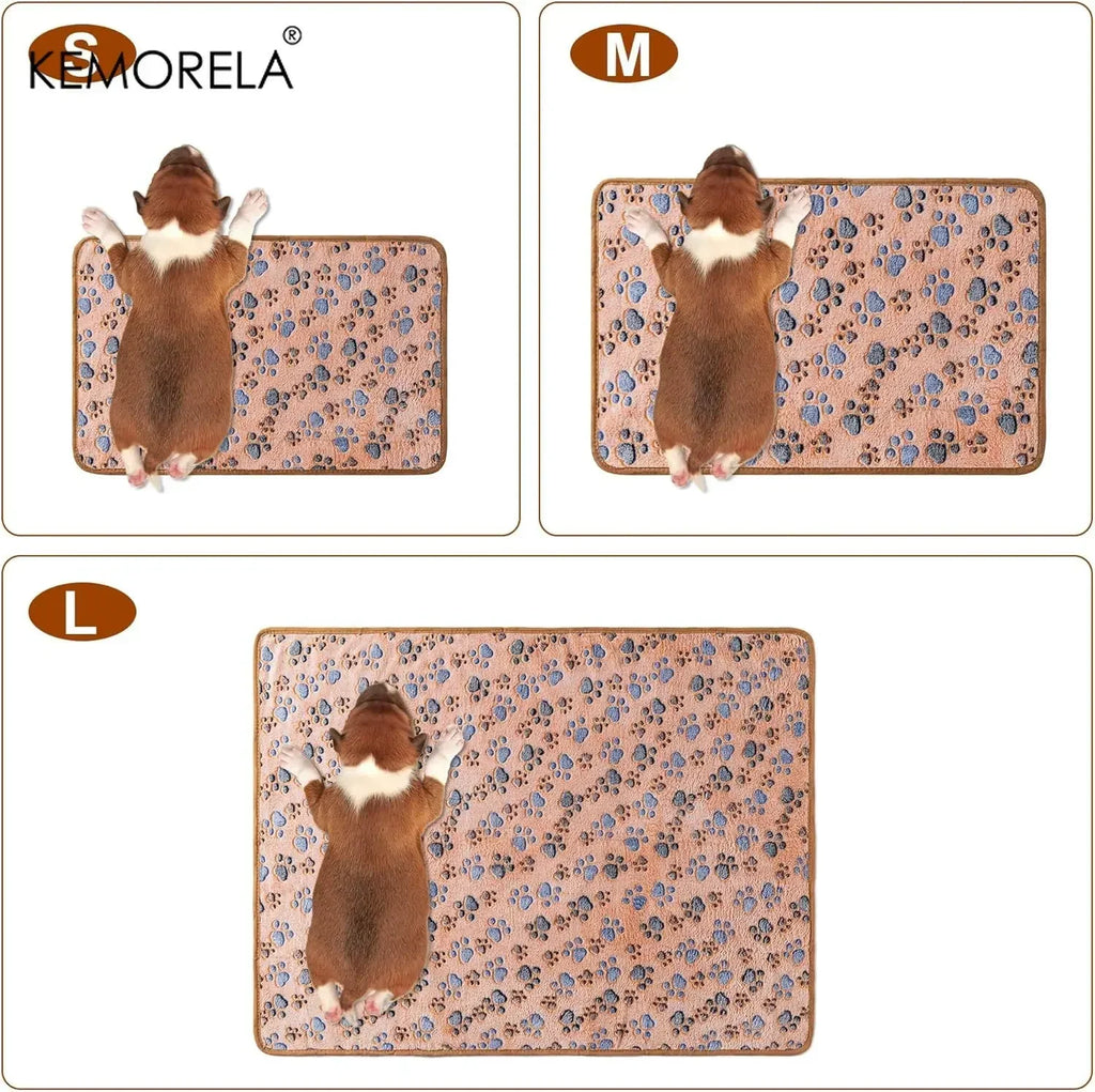 KEMORELA 3-Pack Flannel Paw Print Pet Blanket – Cats & Dogs