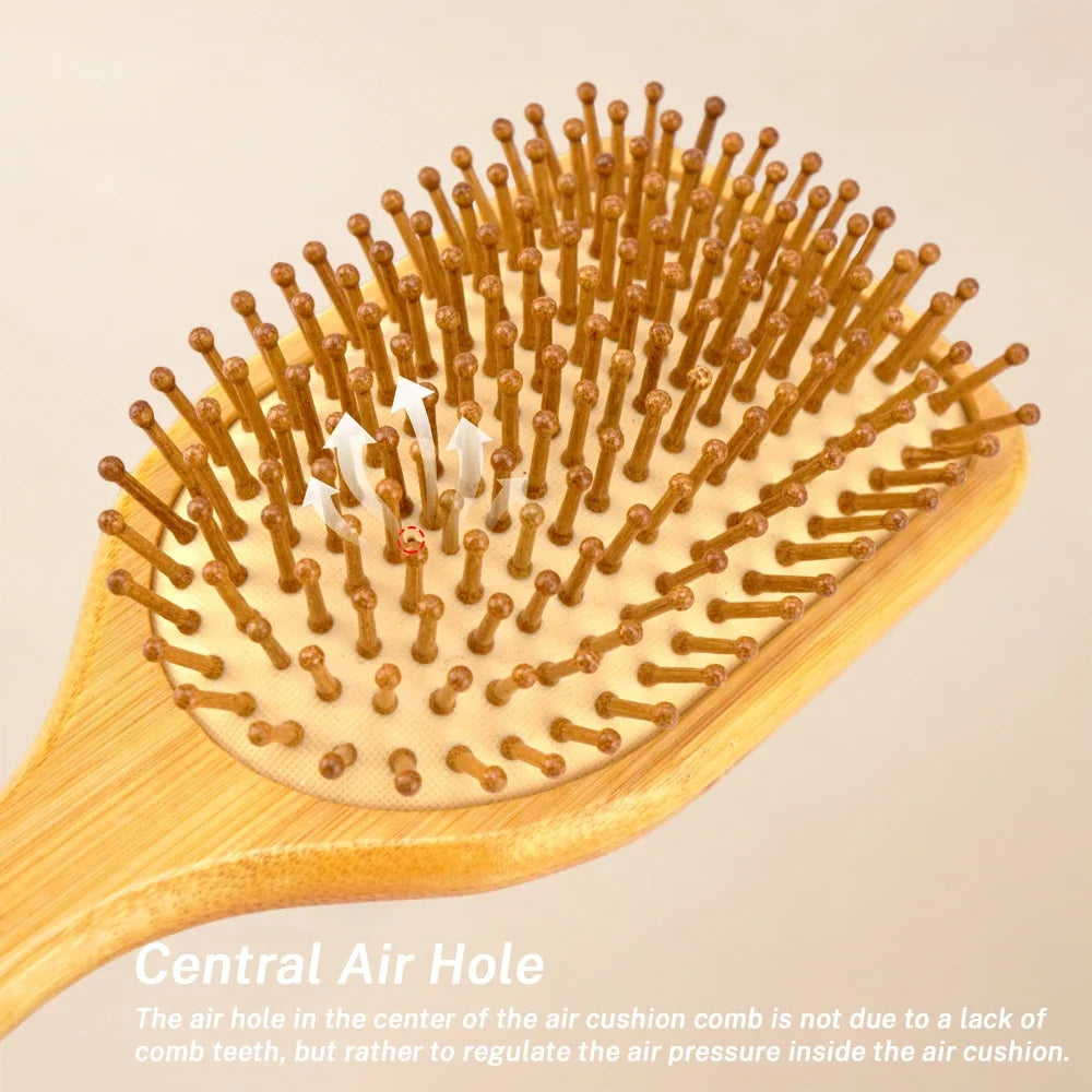 Bamboo Air Cushion Massage Hairbrush – Anti-Static Comb