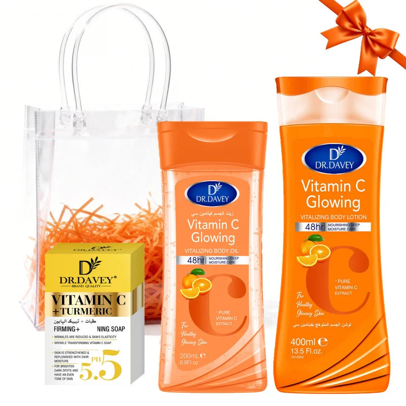 DR.DAVEY Vitamin C Body Care Set – Lotion, Soap & Oil