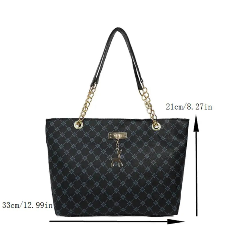 Retro Monogram Tote Bag | Vintage PU Shoulder Handbag Women