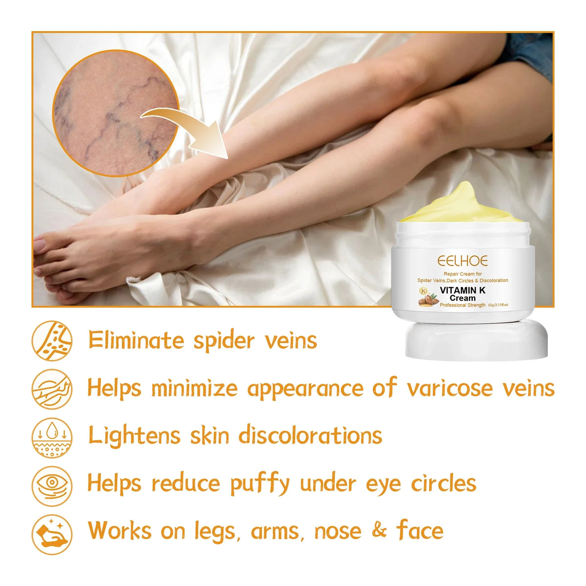 Vitamin K Leg Massage & Skin Care Cream 60g – Daily Moisturiser