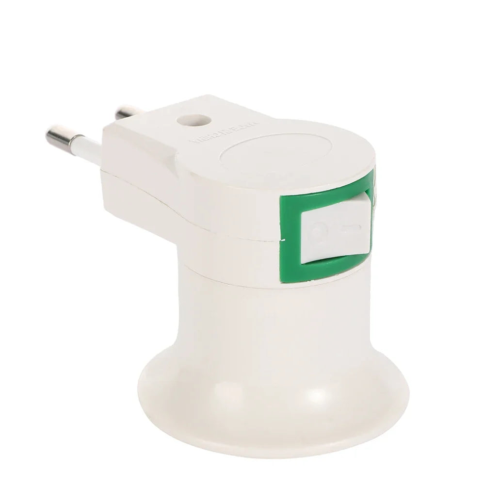 EU Plug to E27 Lamp Socket Adapter | On/Off Switch