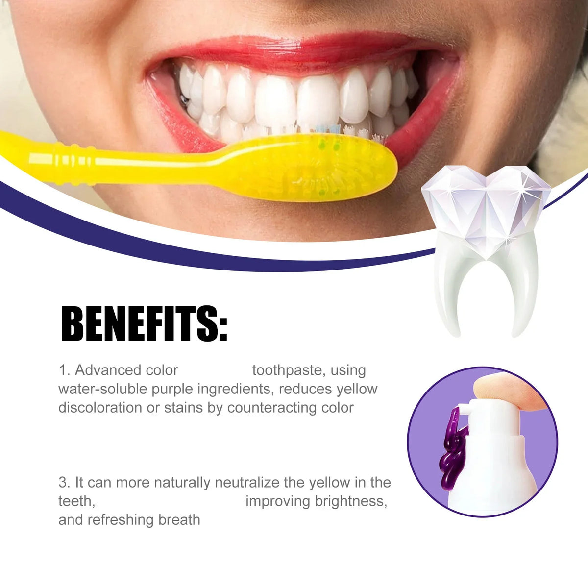 Purple Whitening Mousse Toothpaste 50ml – Fresh Breath & Deep Clean