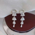 Huitan CZ Tassel Drop Earrings – Crystal Women's Party Jewelry