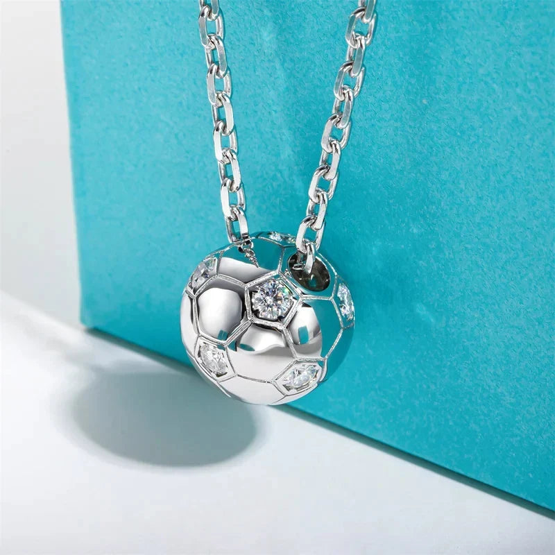 Huitan Football Pendant Necklace – Cubic Zirconia for Women