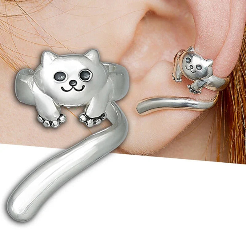 Huitan Cat Clip-On Ear Cuffs – Trendy Cartilage Earrings