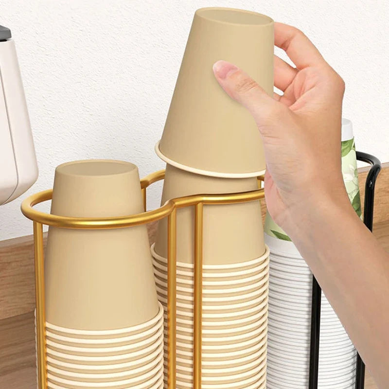 Desktop Paper Cup Holder – Iron Dispenser & Storage Rack