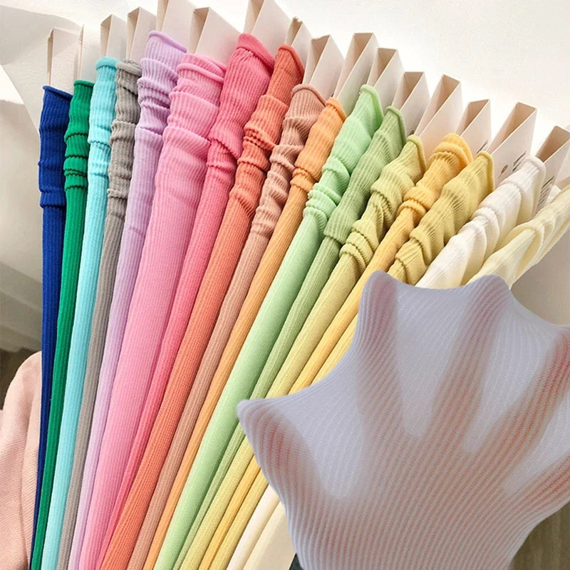 Women Colorful Loose No Pilling Socks Knitting Rib Ice Thin Spring