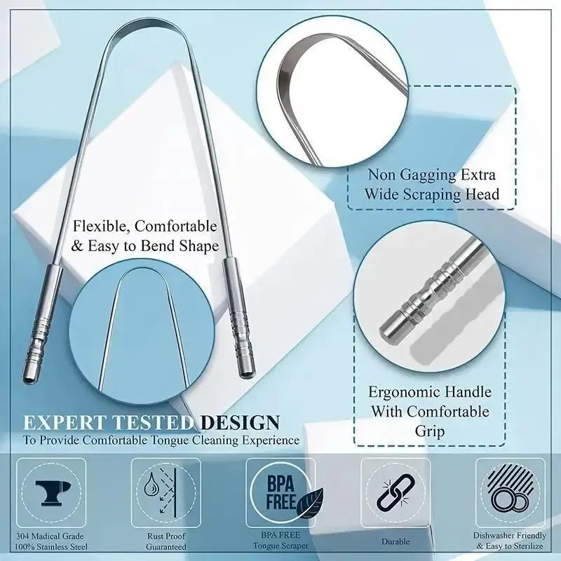 U-Shaped Stainless Steel Tongue Scraper for Fresh Breath