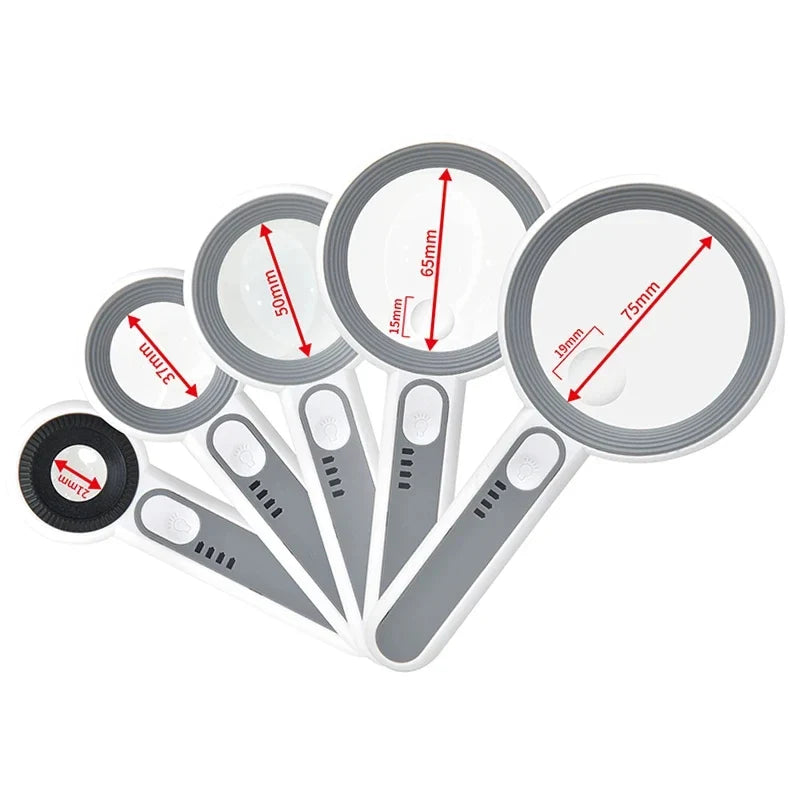 Rechargeable 12X Handheld Magnifier with LED Light – 3 Modes