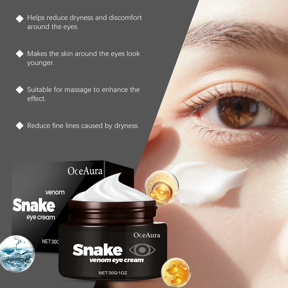 OceAura Snake Venom Eye Cream | Anti-Wrinkle, Dark Circles & Puffiness