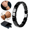 Hematite Black Obsidian Square Bead Stretch Bracelet | Men & Women