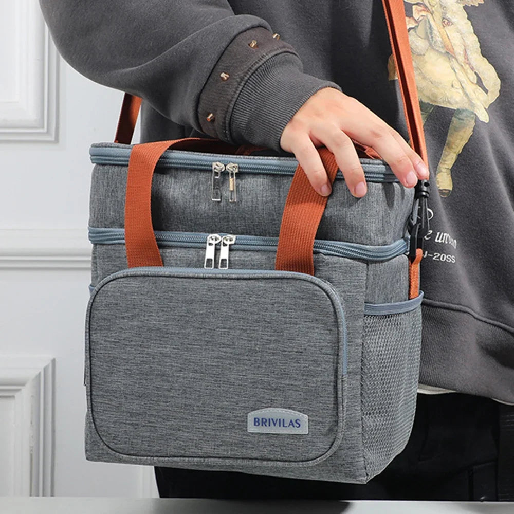 Fashion Crossbody Insulated Lunch Bag Large Capacity Thermal Food