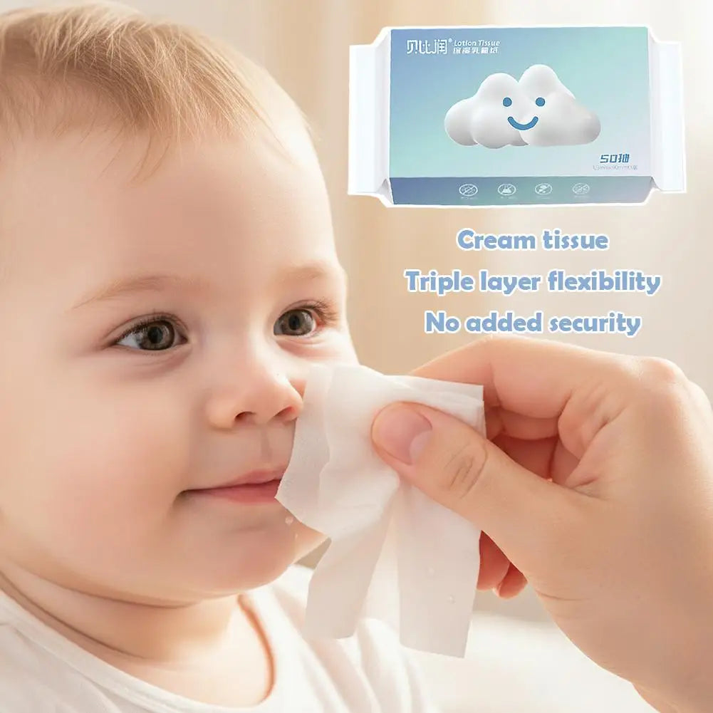 Baby Cloud Soft Moisturizing Tissues – 50 Sheets | Gentle Wipes