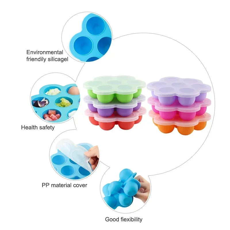 Silicone 7-Hole Egg Bite Mold with Lid | BPA-Free Food Tray