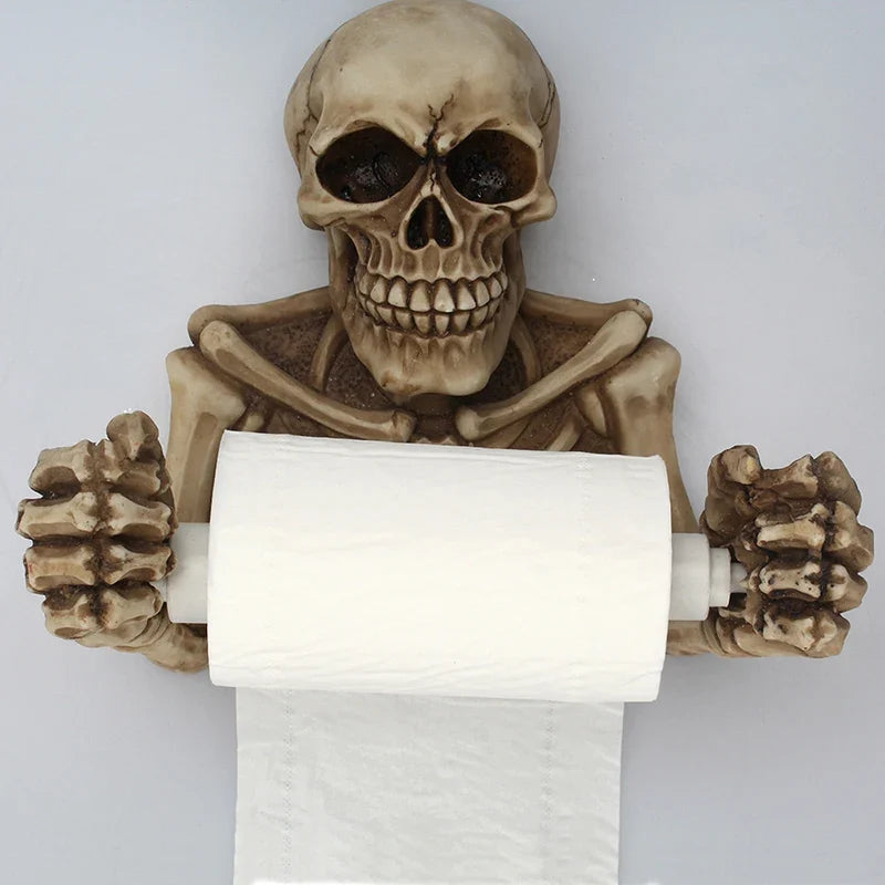 Skull Toilet Paper Holder | Wall Mounted Halloween Bathroom Decor