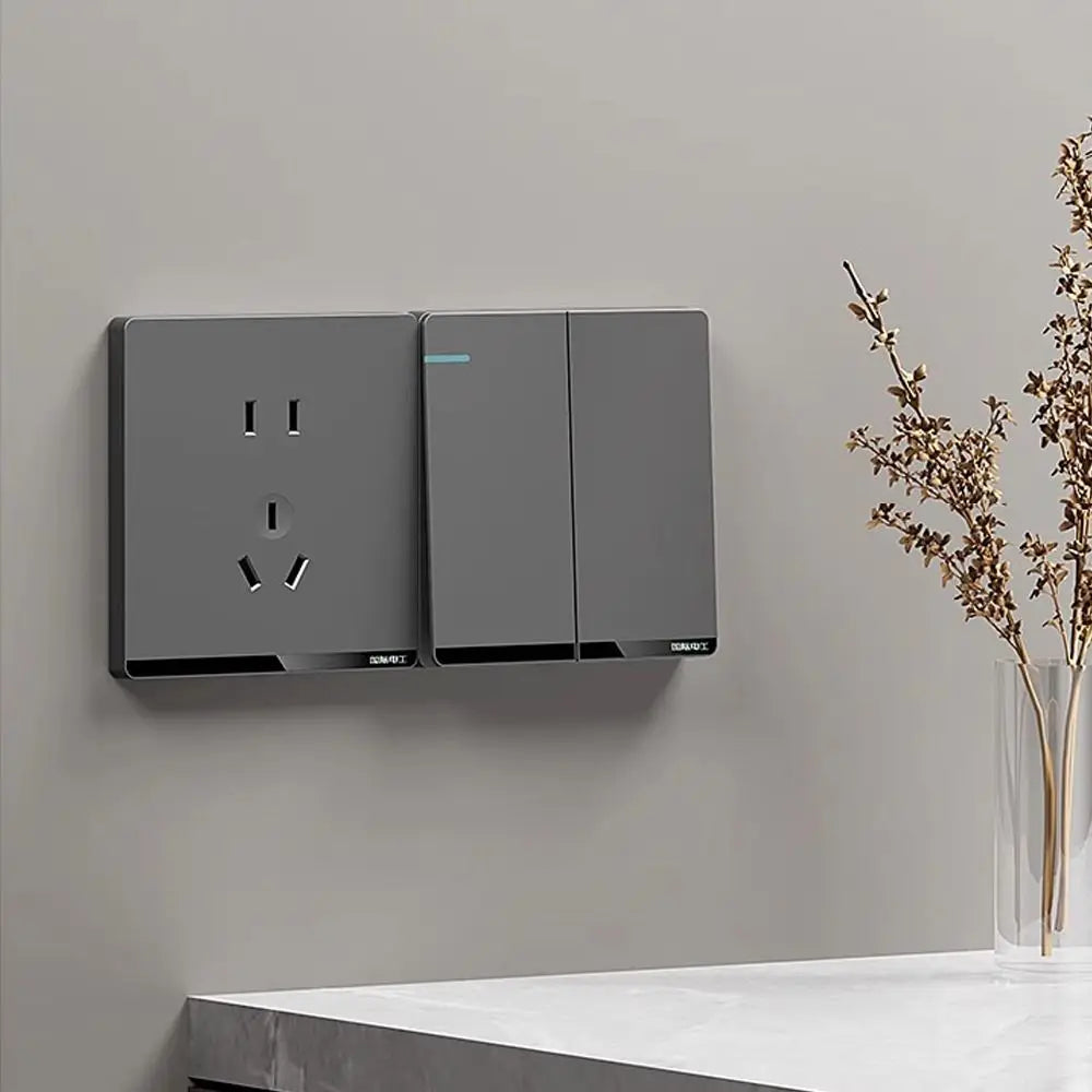 Grey Wall Switches 1Way Button Home Accessories Light Switch Panel