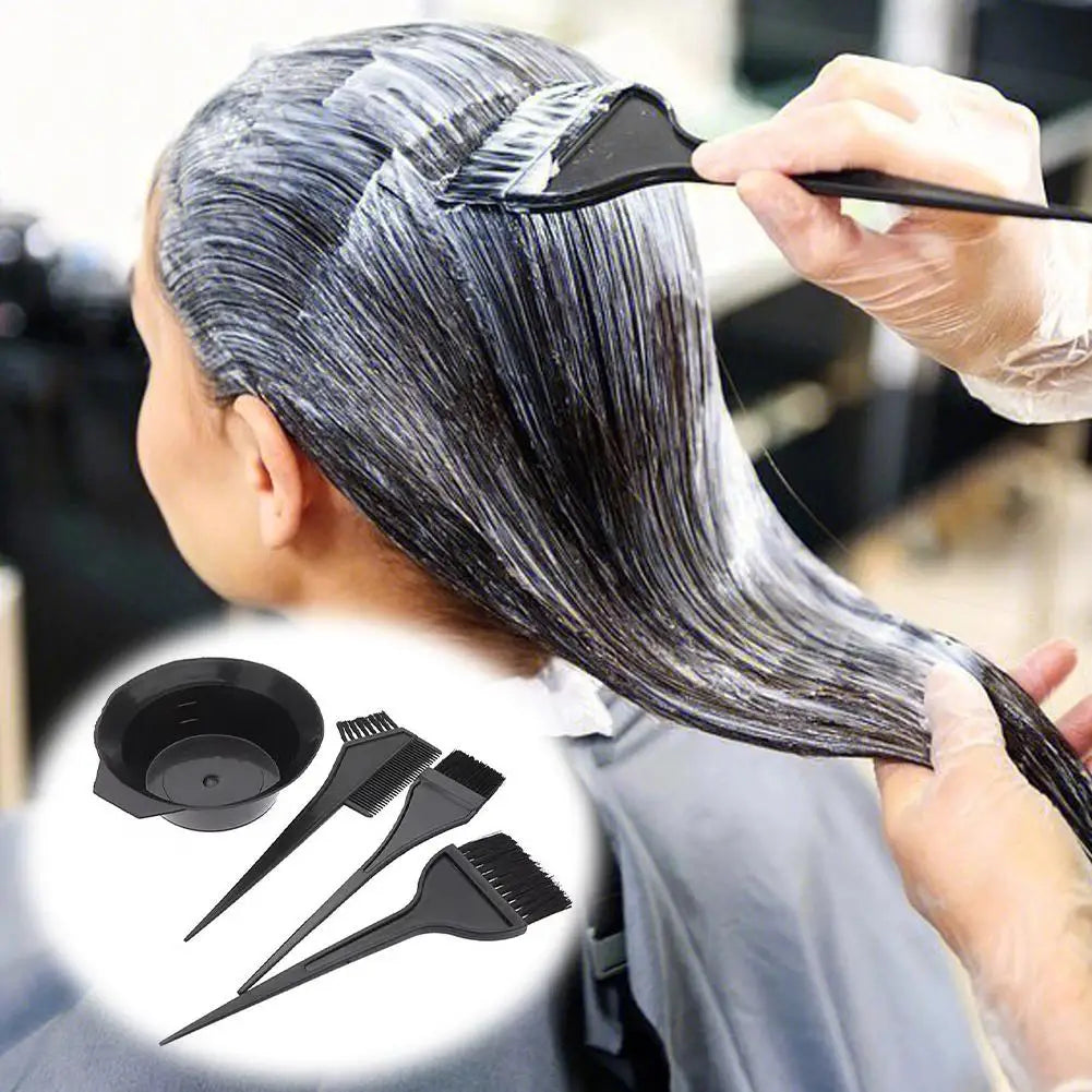 4-Piece Hair Dye Brush & Bowl Kit – Home & Salon Color Set