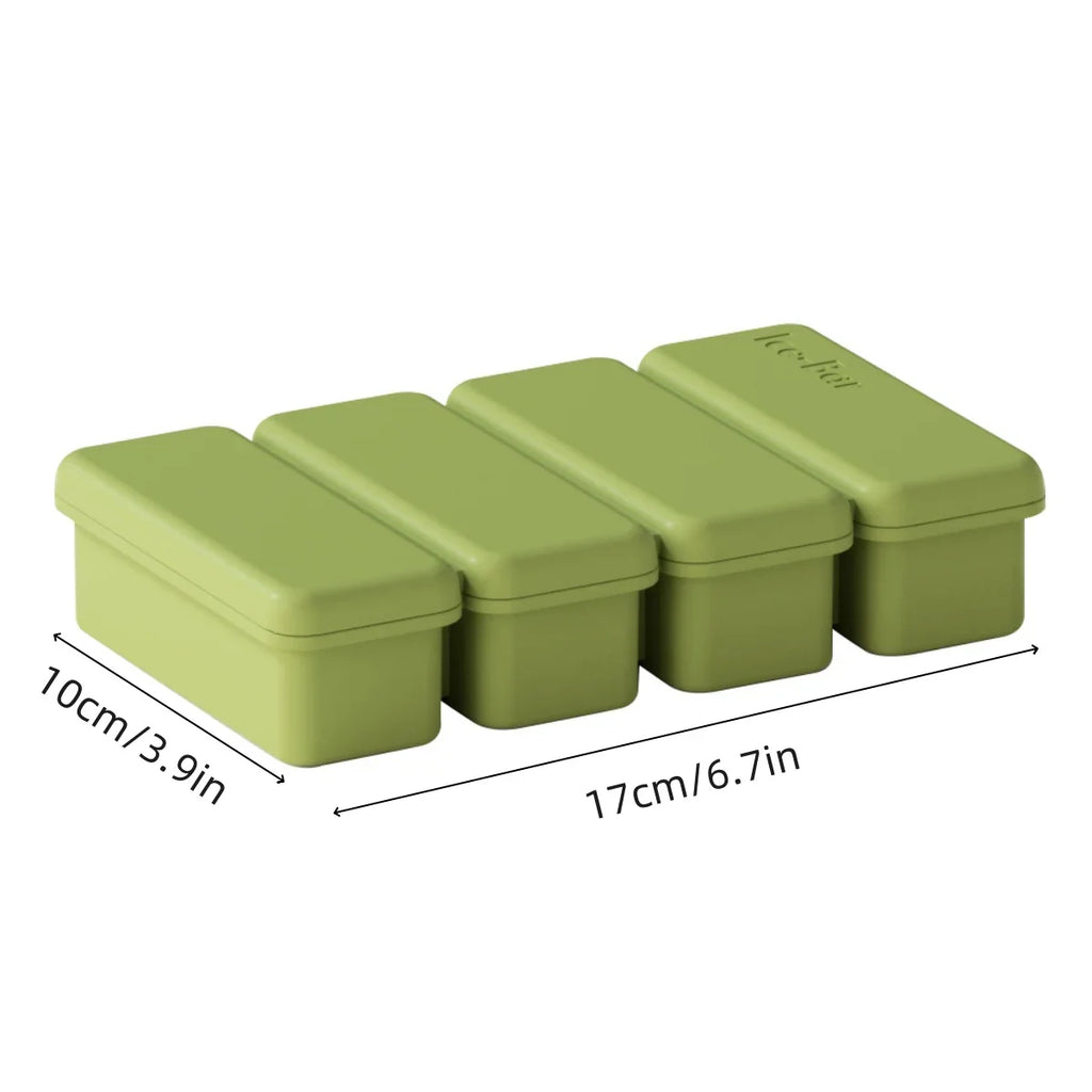 4 Grids Silicone Ice Cubes Trays Lid Homemade Popsicle Mould Food